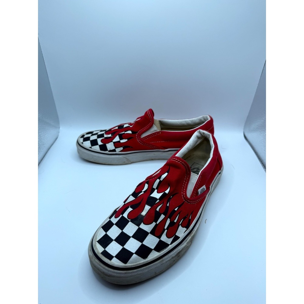 Vans Slip-On Checker Flame 500714 Unisex M6.5/W8 Sneakers Multicolor Skate Shoes